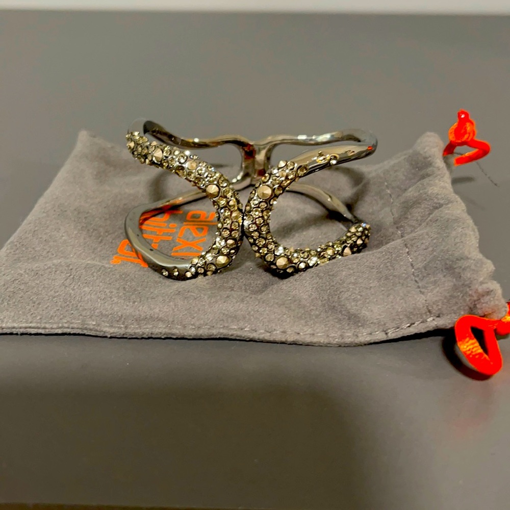 Alexis Bittar pewter bangle with crystals